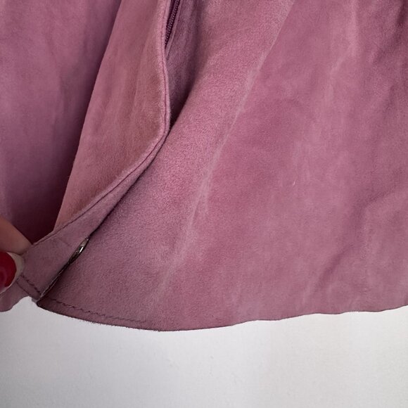 Marina Rinaldi Pink Suede Leather Jacket Shirt - Picture 6 of 14